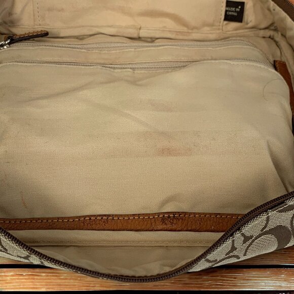 COACH Signature Cosmetics Toiletries Travel Bag Brown & Khaki Canvas & Leather - Picture 12 of 13